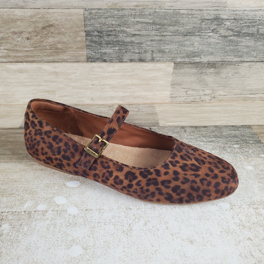 Dr. Scholls Wexley Womens Mary Jane Flats Sz 10 M Black Leopard Print‎ Buckle